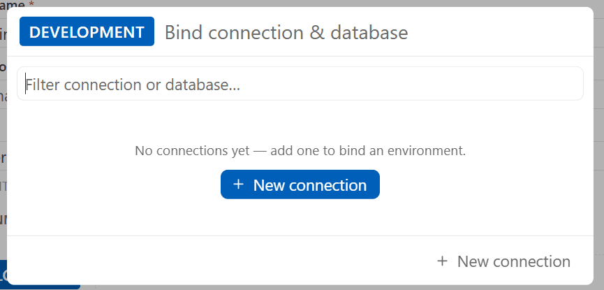 Bind environment to a database